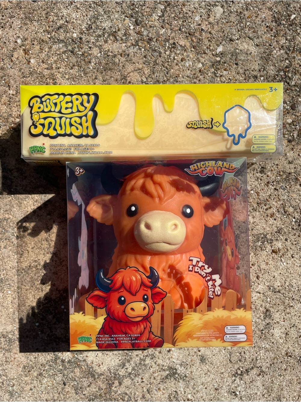 2 Pack - PPNC Highland Cow & Squeezy Unsalted Butter Squeezable Squishy Bundle